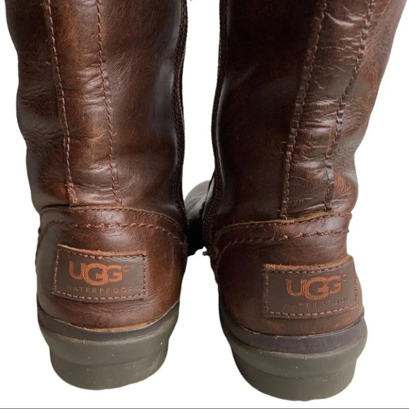 UGG Elsa Women's Waterproof Wool Blend/Leather Tall Boots Size 5 Chestnut Brown - Picture 6 of 14